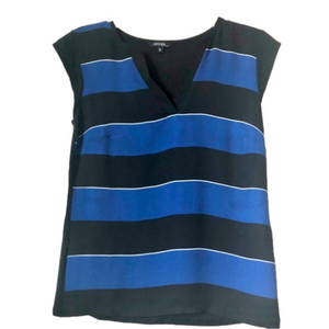 George Blue, White & Black Striped Two-Tone Blouse XS (roomy)